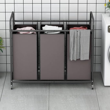 LINZINAR 3-Bag Laundry Sorter, Laundry Hamper Cart - Image 2