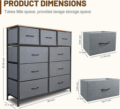 Dresser for Bedroom with 9 Drawers, Chest of Drawers, Storage Drawers Organizer - Image 7