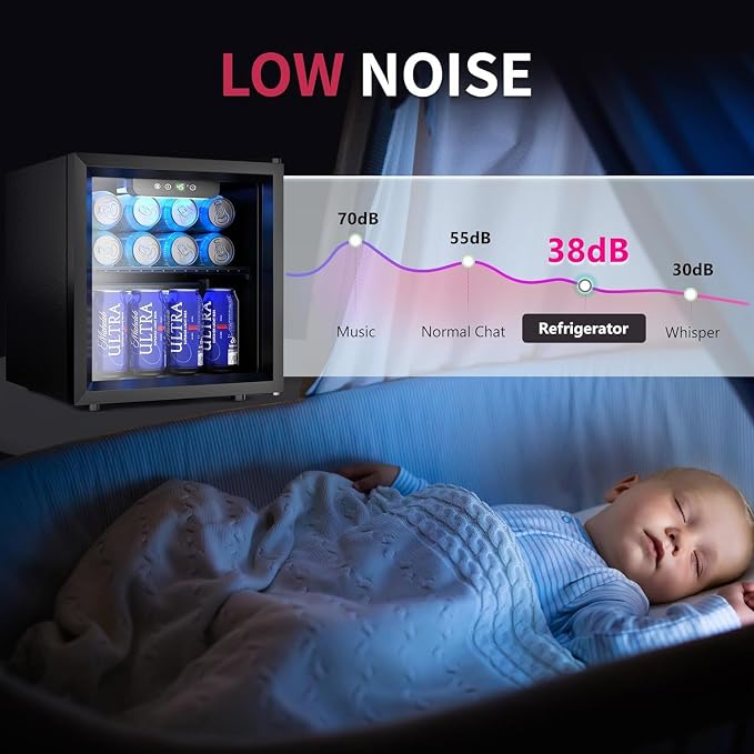 48 Can Beverage Refrigerator Cooler, Mini Fridge Glass Door - Image 6