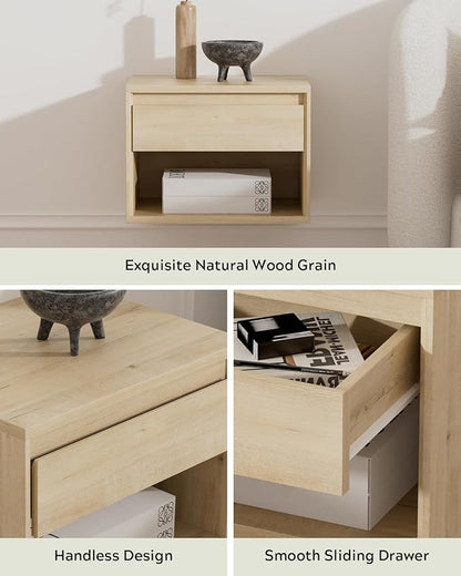Floating Nightstand Set of 2, Wall Mounted Bedside Table - Image 4