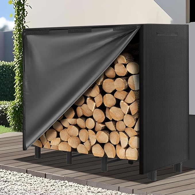 4FT Firewood Rack Outdoor with Cover, Heavy Duty Adjustable Firewood log by Kendane