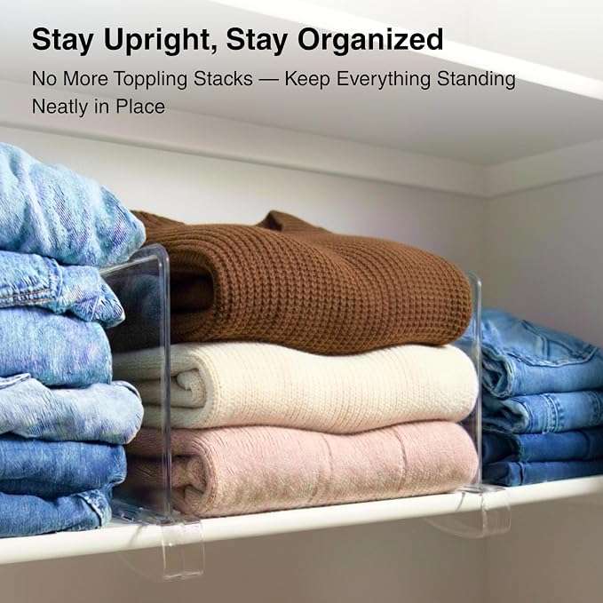 Shelf Dividers Purse Organizer for Closet: 8-Pack Acrylic Bag Storage Organizer - Image 2
