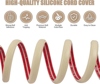 Floor Cord Cover Self Adhesive Cord Hider, 20FT Cable Management, Extension - Image 3