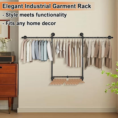 Livabber Industrial Pipe Clothes Rack, Heavy Duty Detachable Iron Garment Rack - Image 4