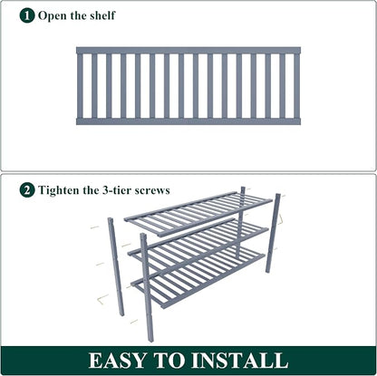 Smiry Bamboo Shoe Rack for Closet, 3 Tier Long Wooden Stackable Shoe Organizer - Image 7