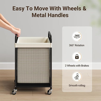 ELYKEN Laundry Basket with Wheels, 80L Rolling Laundry Hamper with Removable - Image 5
