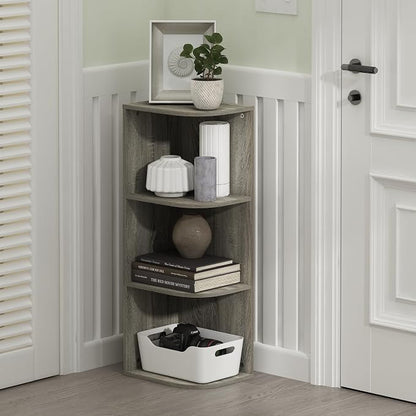 Furinno PASIR Book Shelf, 3-Tier Corner Bookshelf, Open Shelves Bookcase 9.3 x - Image 2