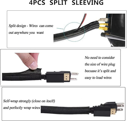 311Pcs Cable Management Organizer Kit 4 Cable Sleeve Split, 53Cable Clips - Image 3
