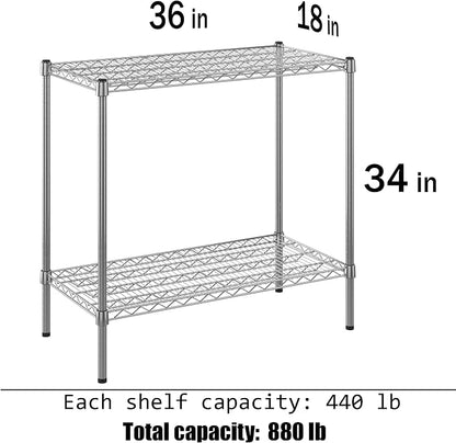 18" Deep x 36" Wide x 34" Height Wire Shelving Kit | 2-Tier | NSF Commercial - Image 3