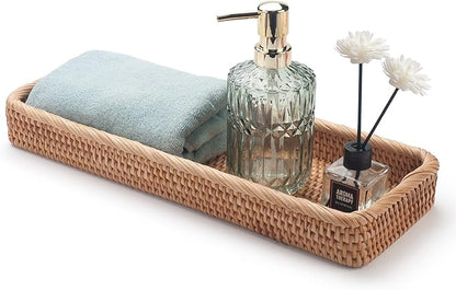 Rattan Bathroom Vanity Tray, Toilet Tank Basket Tray by XIMISISE