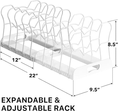 Simple Houseware Expandable Pan Organizer Rack, 10 Adjustable Compartments - Image 2