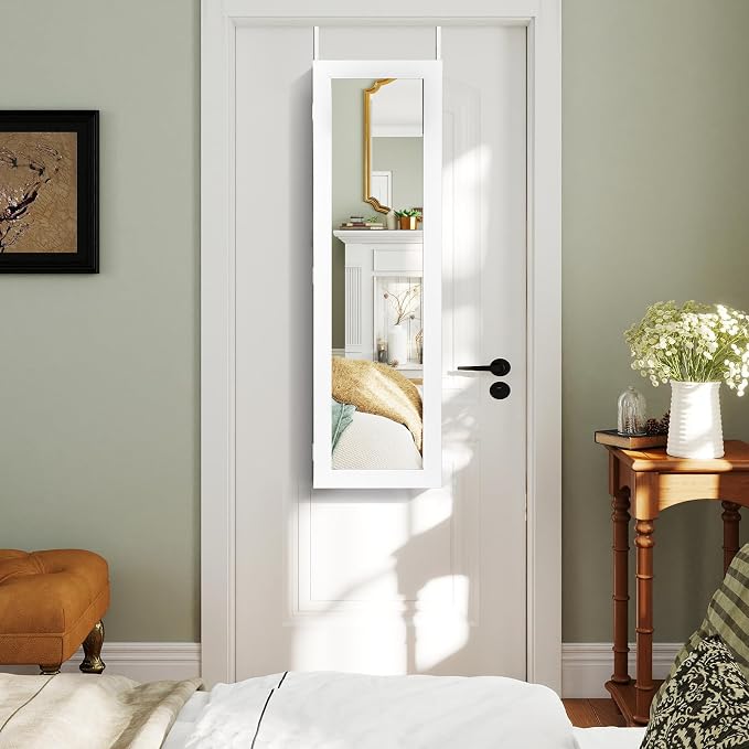 Giantex Jewelry Armoire with Full Length Mirror, Wall and Door Mounted Jewelry - Image 3