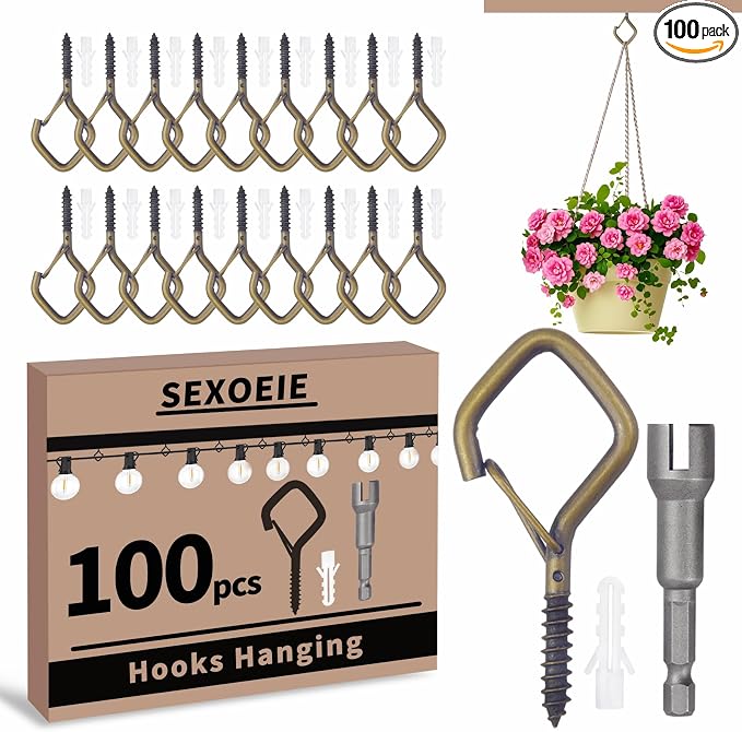 100 PCS Bronze Eye Screw Hooks for Hanging Heavy Duty by Unknown