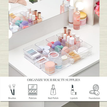 STORi SimpleSort 6-Piece Stackable Clear Drawer Organizer Set | 6" x 3" x 2" - Image 3