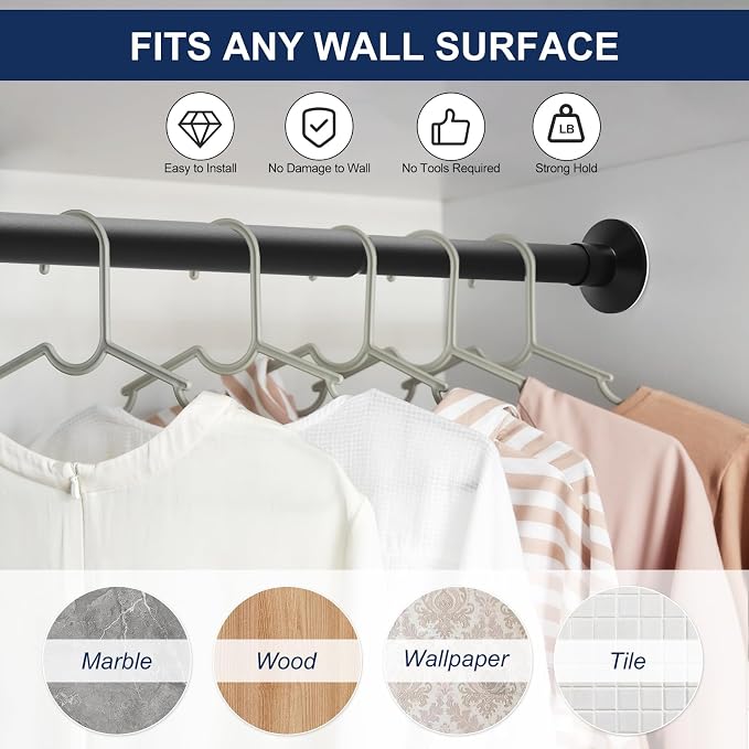 No Drilling Closet Rod, 27.5-74 Inches Hanging Closet Rod - Image 4