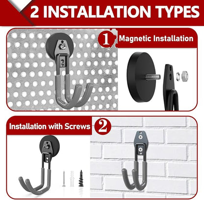 3-H Heavy Duty Magnet Garage Hooks 2 Pack, J Shape Strong Magnetic Hooks - Image 2