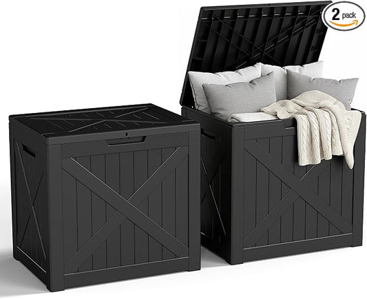 31 Gallon Outdoor Storage Box, Large Resin Deck Box by Unknown