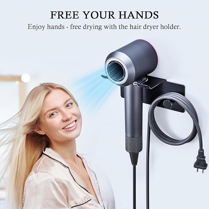 Hair Dryer Holder Wall Mounted, Blow Dryer Holder, Adhesive Hairdryer Holder - Image 6