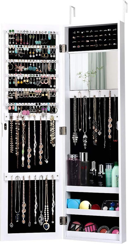 Giantex Wall Door Mounted Mirrored Jewelry Cabinet Jewelry Armoire Storage by Giantex