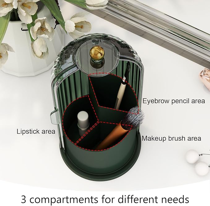 Makeup Brush Holder with Dustproof Cover 360 Rotating Makeup Brush Organizer - Image 5
