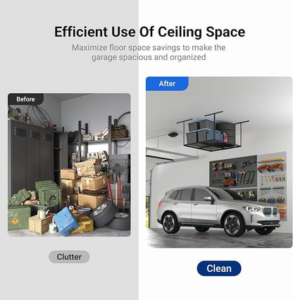 FLEXIMOUNTS 4x4FT Garage Storage Rack Overhead, Adjustable Ceiling Storage Racks - Image 5