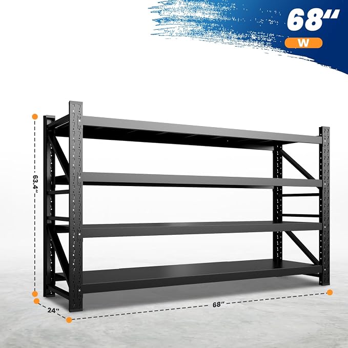 MIIIKO 68" W Storage Shelves, 7500LBS Metal Garage Storage Shelving, Heavy Duty - Image 2