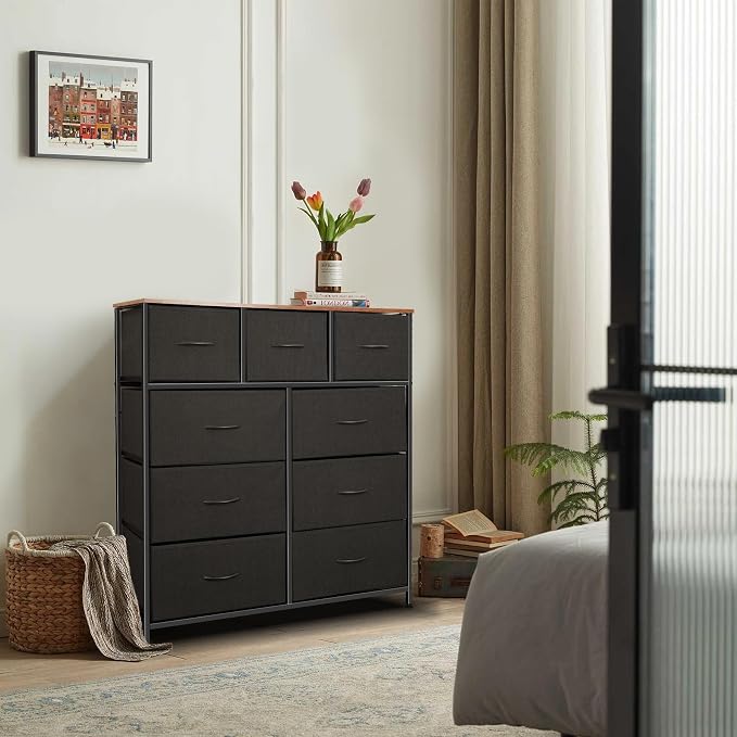 Dresser for Bedroom with 9 Drawers, Chest of Drawers, Storage Drawers Organizer - Image 2