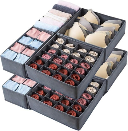 Dresser Drawer Organizer 8 Pack Clothes Underwear Sock Storage Light Gray - Image 6