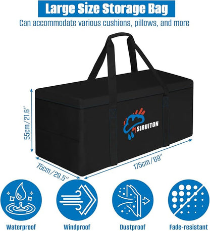 SIRUITON 69”L x 29.5”W x 21.6”H Outdoor Cushion Storage Bag, Patio Furniture - Image 2