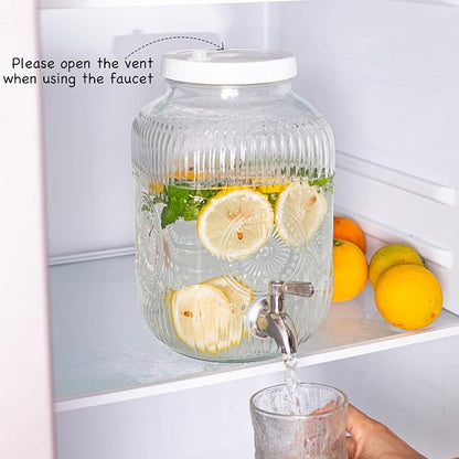 Amzcku 1 Gallon Glass Beverage Dispenser, 18/8 Stainless Steel Spigot and Lid - Image 3