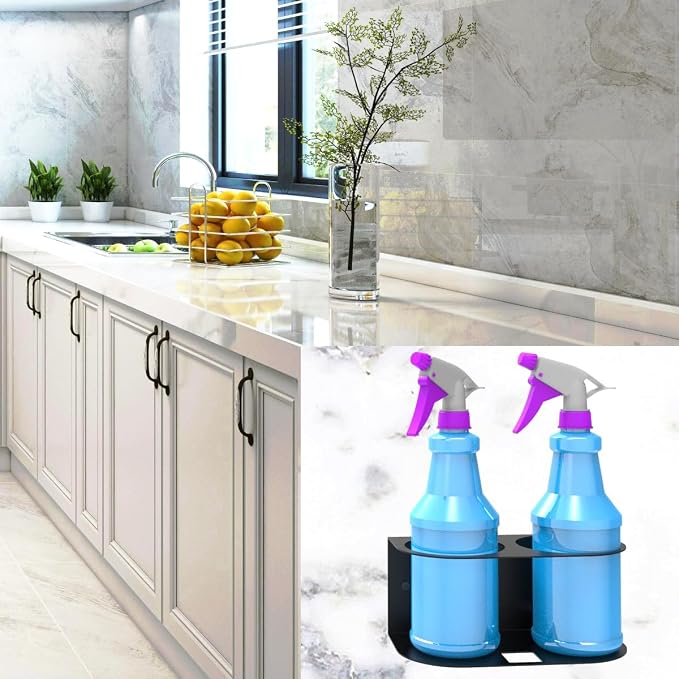JINGCHENGMEI 2Pcs of 2 Spray Bottles Holder, Steel Wall Mount Storage Organizer - Image 6