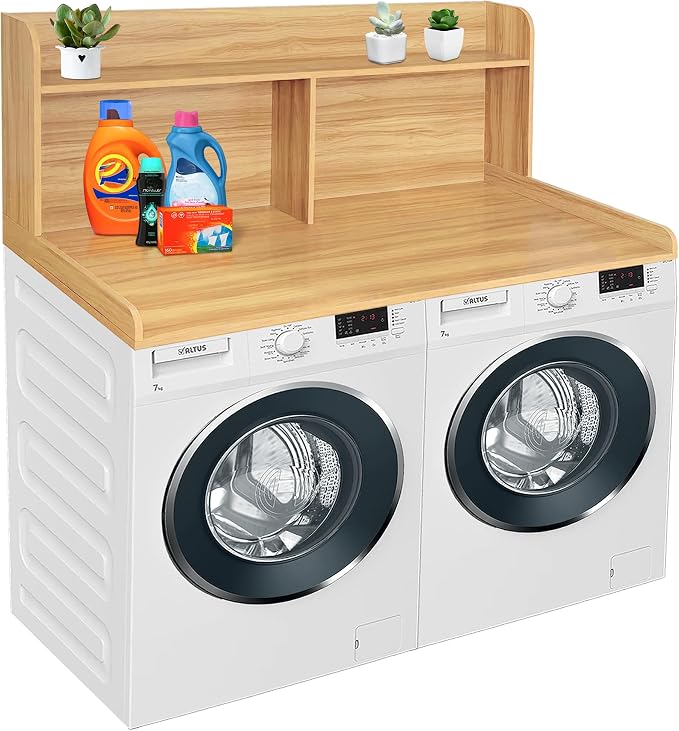 Royxen 2-Tier Washer Dryer Countertop, 19.5" H Wood Washer Dryer Topper by Royxen