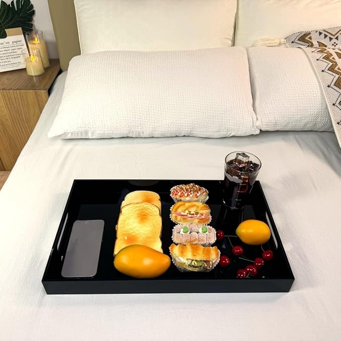 Glossy Black Sturdy Acrylic Serving Tray - Image 4