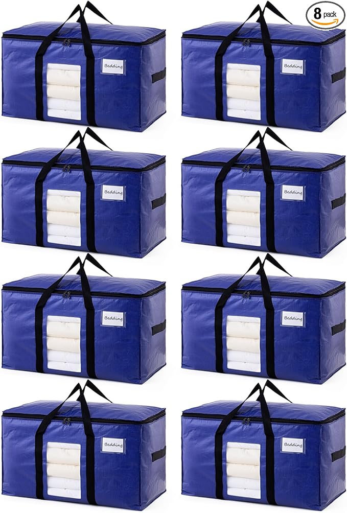 TAILI 8 Pack Dark Blue Extra Large Moving Bags, Heavy Duty Totes by TAILI