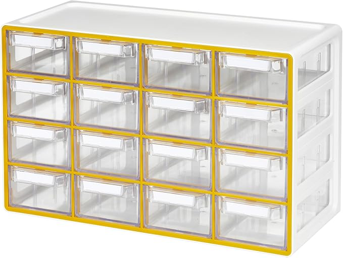 Blue Ginkgo Medium 16-Drawer Cabinet – Stackable Clear Organizer by BLUEGINKGO