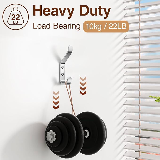10-Pack Coat Hook for Hanging, Stainless Wall Hooks for Towel, Wall Mounted - Image 2