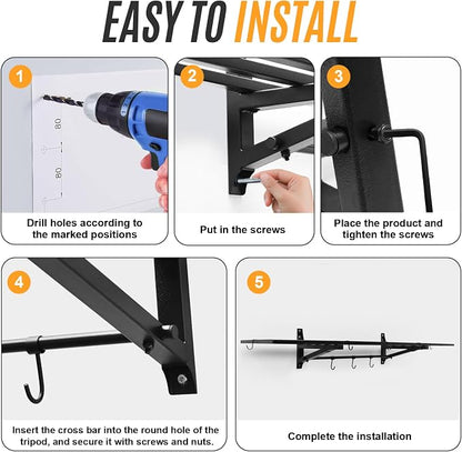 2-Pack 1.6X4 FT Garage Shelving Wall Mounted Holds Up to 800 Lbs Heavy Duty - Image 4