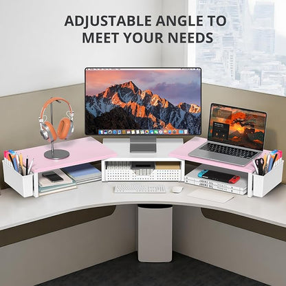OPNICE Wood Desk Organizers and Accessories, Dual Monitor Stand Riser - Image 5
