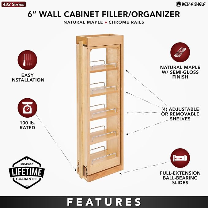 Rev-A-Shelf 6" W x 36" H Pull Out Quad Shelf Organizer - Image 5