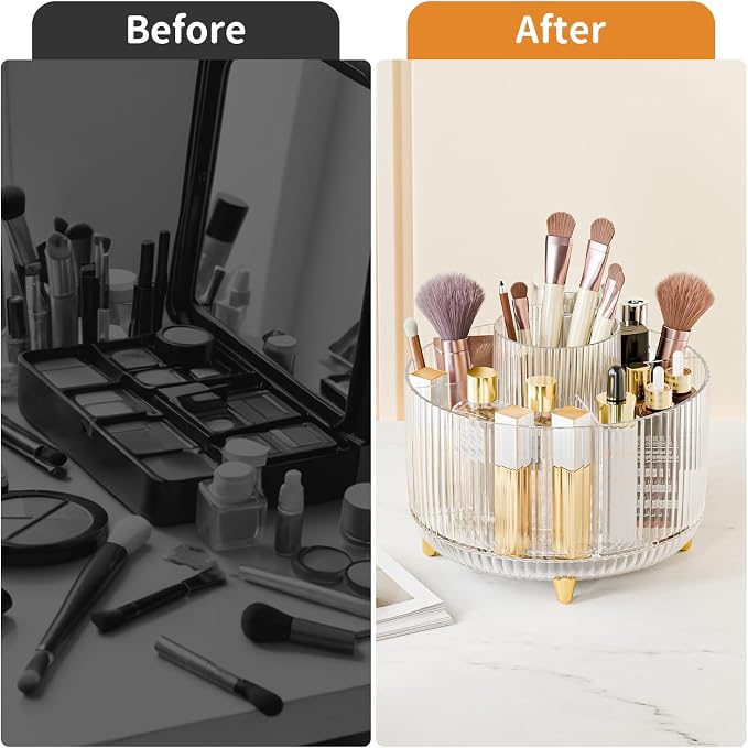 360° Rotate Makeup Brush Holder Organizer, Makeup Organizers Countertop - Image 6