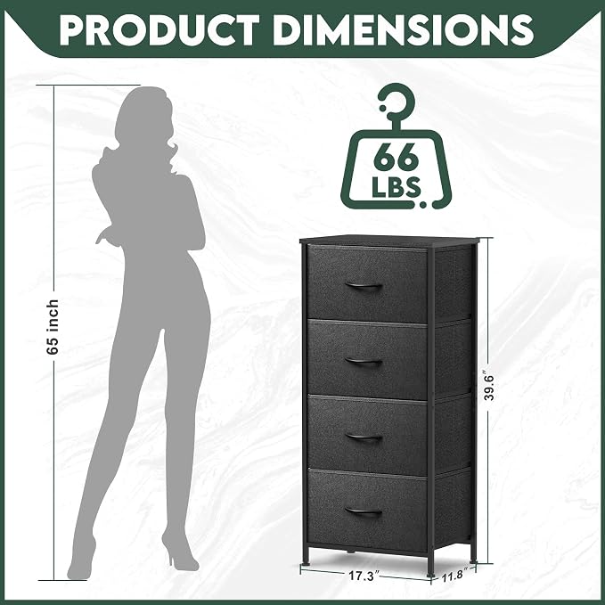 4 Fabric Drawer Dresser for Bedroom, Chest of Drawers - Image 3