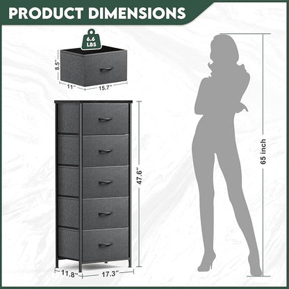 5 Fabric Drawer Dresser for Bedroom, Chest of Drawers - Image 3