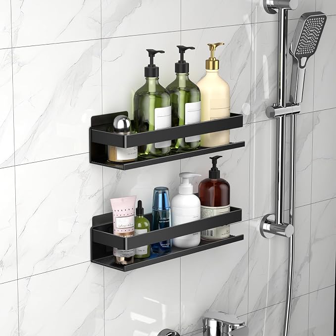 Aluminum Shower Rack 2-Pack 11.8in, Stick-on Bathroom Rack, Thickened and - Image 4