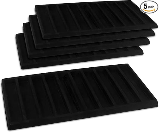 Novel Box 5 Pack 10-Slot Black Liner Jewelry Storage Tray Inserts 14.75x8.25x1 by NovelBoxCompanyLtd