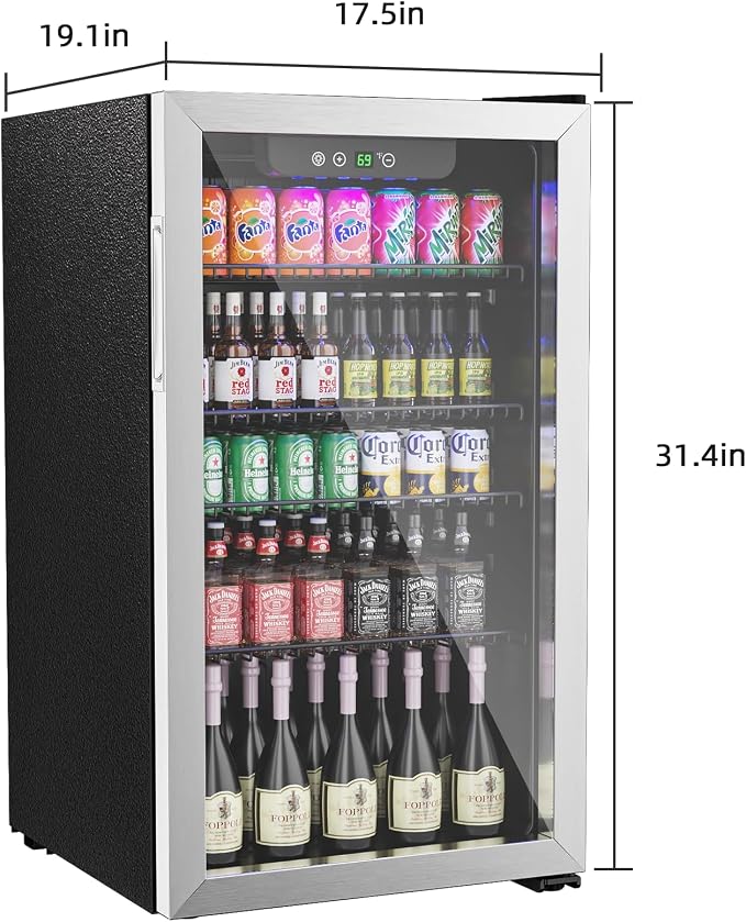 Compact Freestanding Beverage Refrigerator, 126 Can/3.2 Cubic FeetMini Fridge - Image 5