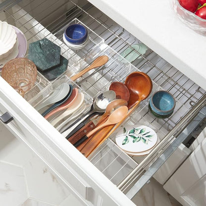 Chunful Clear Drawer Organizer 2 Pieces 6 Section Clear Desk Organizer - Image 4