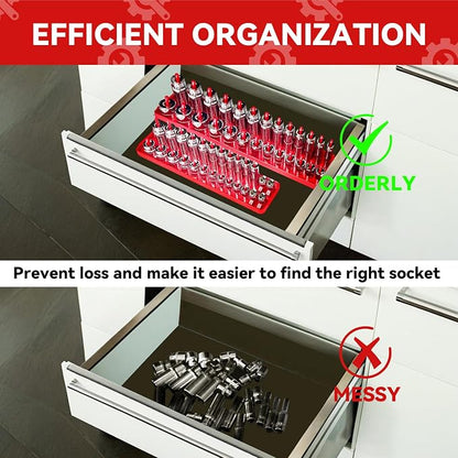 3PCS Socket Organizer Tray Set, SAE Socket Storage Trays, 3/8-Inch & 1/2-Inch - Image 6