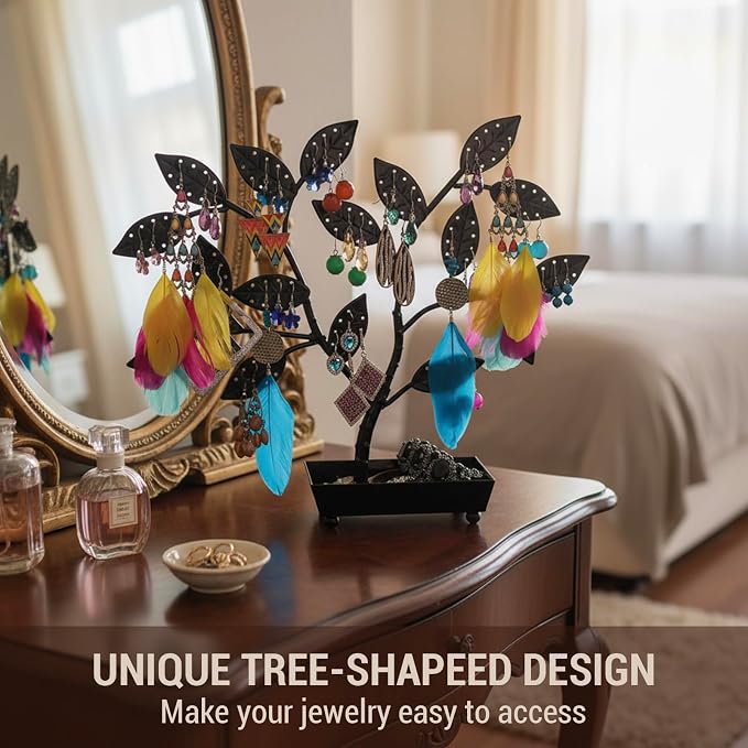 MyGift Jewelry Tree w/Bird Nest 48 pair Earrings Holder, Bracelets/Necklace - Image 5