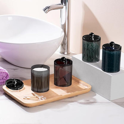 4 Pack Qtip Holder, Canister Apothecary Jar Set, Bathroom Jars - Image 5