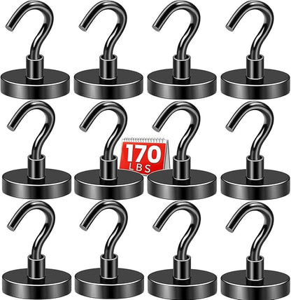 DIYMAG Black Magnetic Hooks, 170 LB Heavy Duty Strong Magnets by DIYMAG